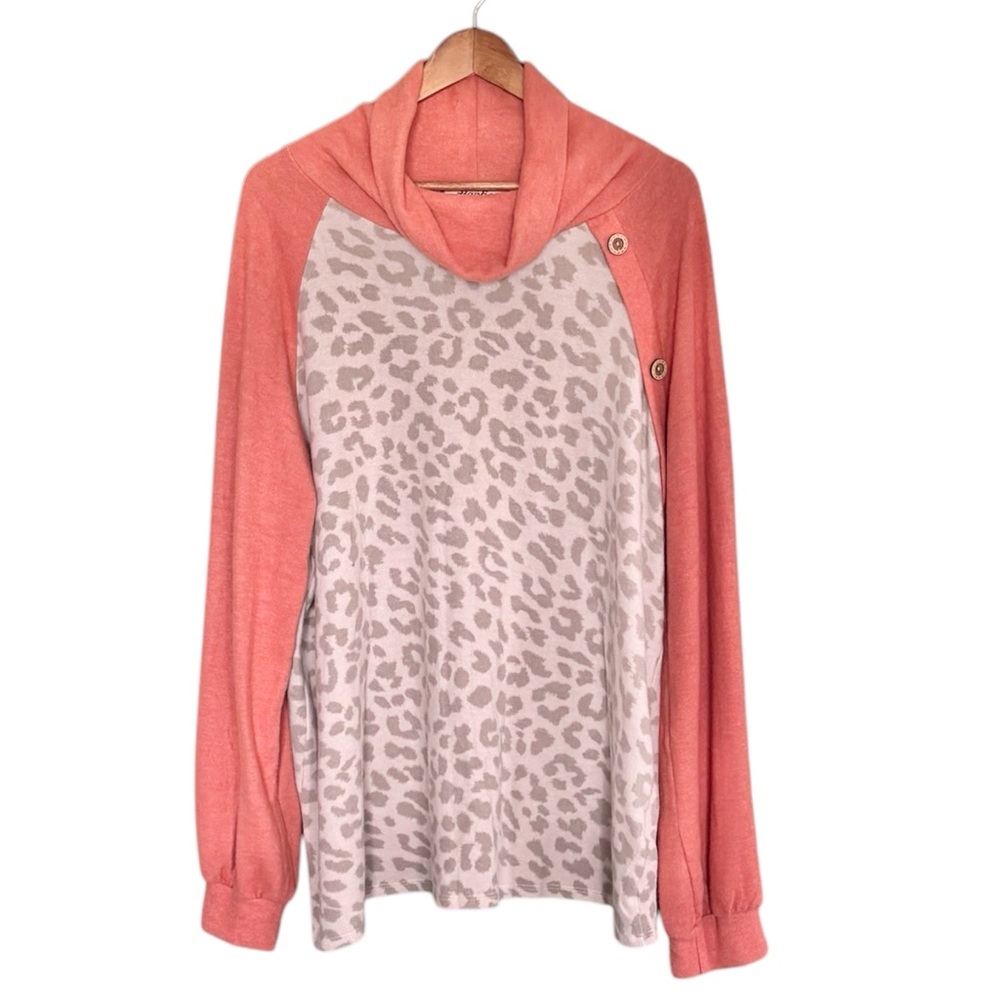 Haptics by Holly Harper Two Tone Animal Print Pullover Sweater Size 2X